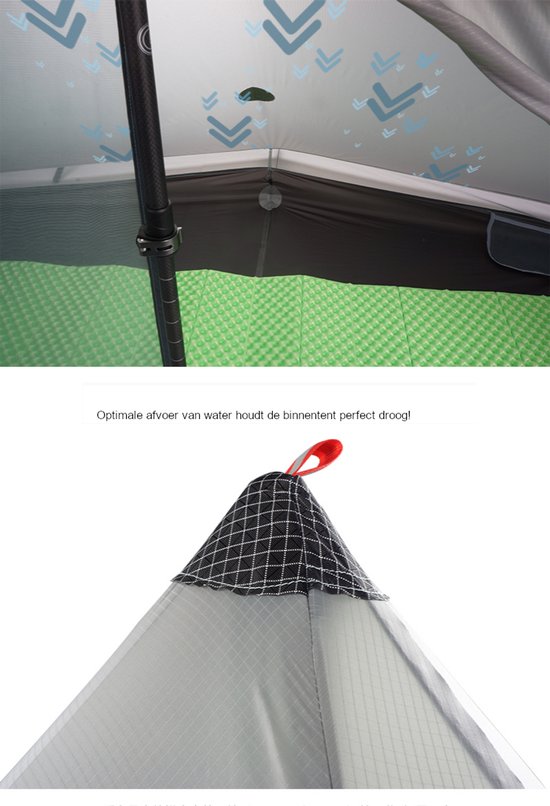 3F UL GEAR Lanshan 1 PRO – 1-persoons Tent – Ultra Lichtgewicht – 4 seizoenen trekking tent – Waterdicht – Kampeertent – Kamperen – Hiking & Wandelen – Grijs — afbeelding 4