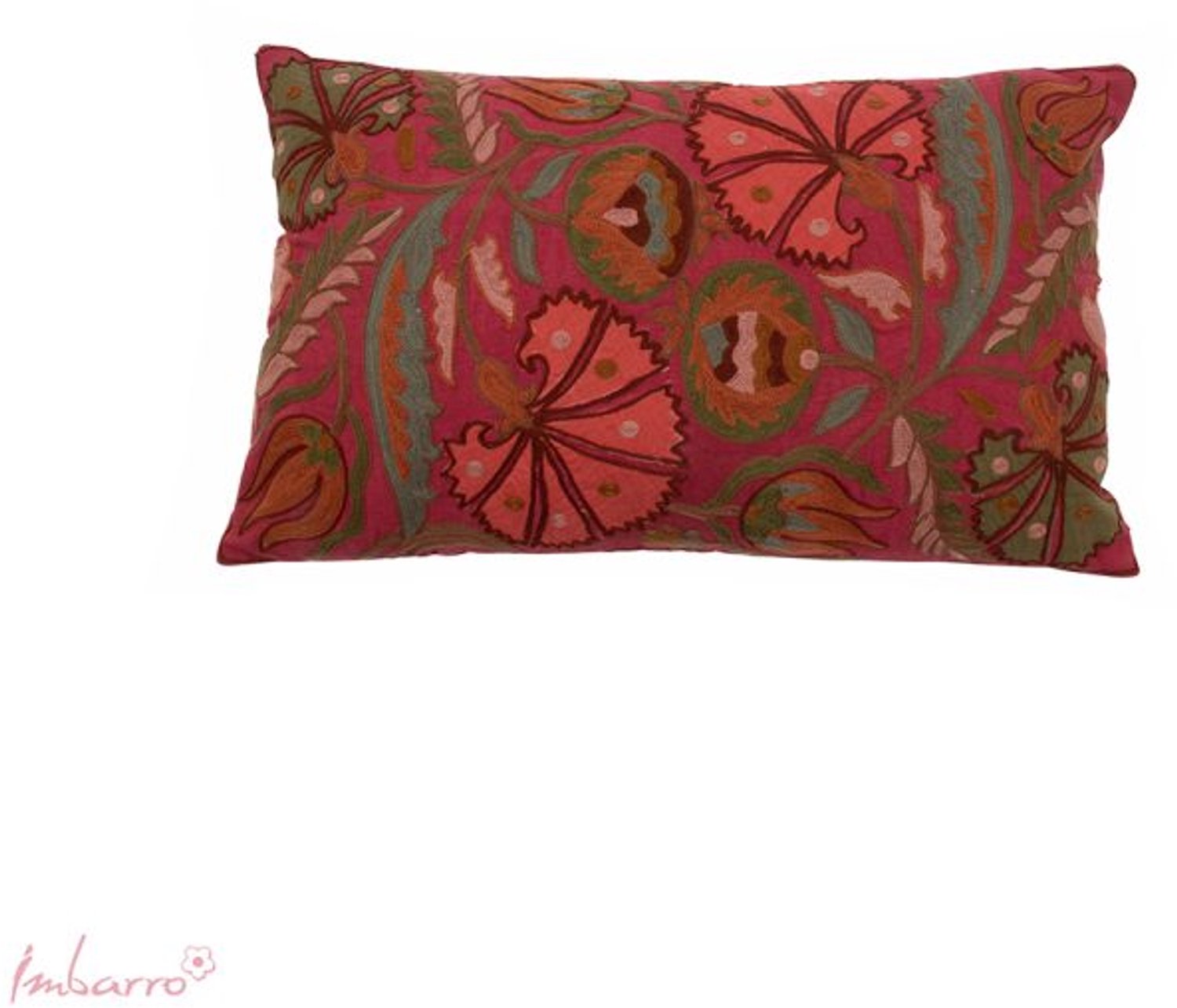 Imbarro Home & Fashion Imbarro - Sierkussen - Kussen - Isotta - Katoen - Hand geborduurd - 30x50cm - Terra - Roze