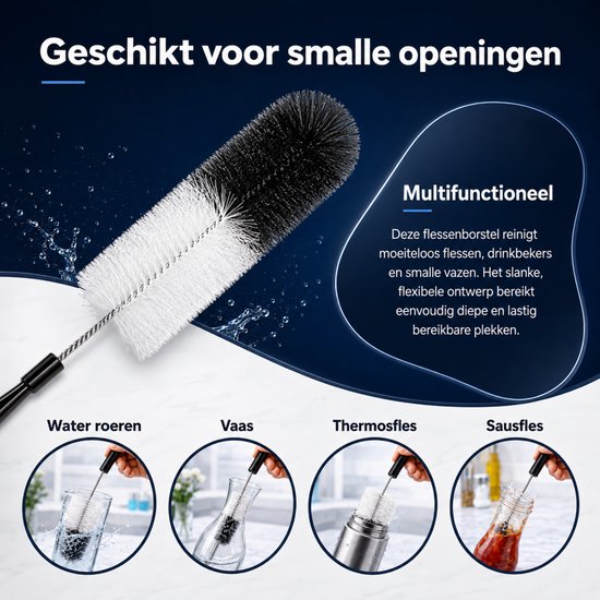 Monii Flessenborstel - 36cm - Kras- & BPA Vrij - Flessenreiniger - Flessenrager Baby - Geschikt Voor Alle Oppervlakten — afbeelding 5