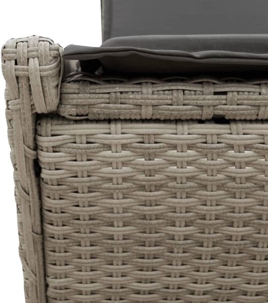 Poly rattan ligbed met verstelbare rugleuning tweepersoons lichtgrijs — afbeelding 2