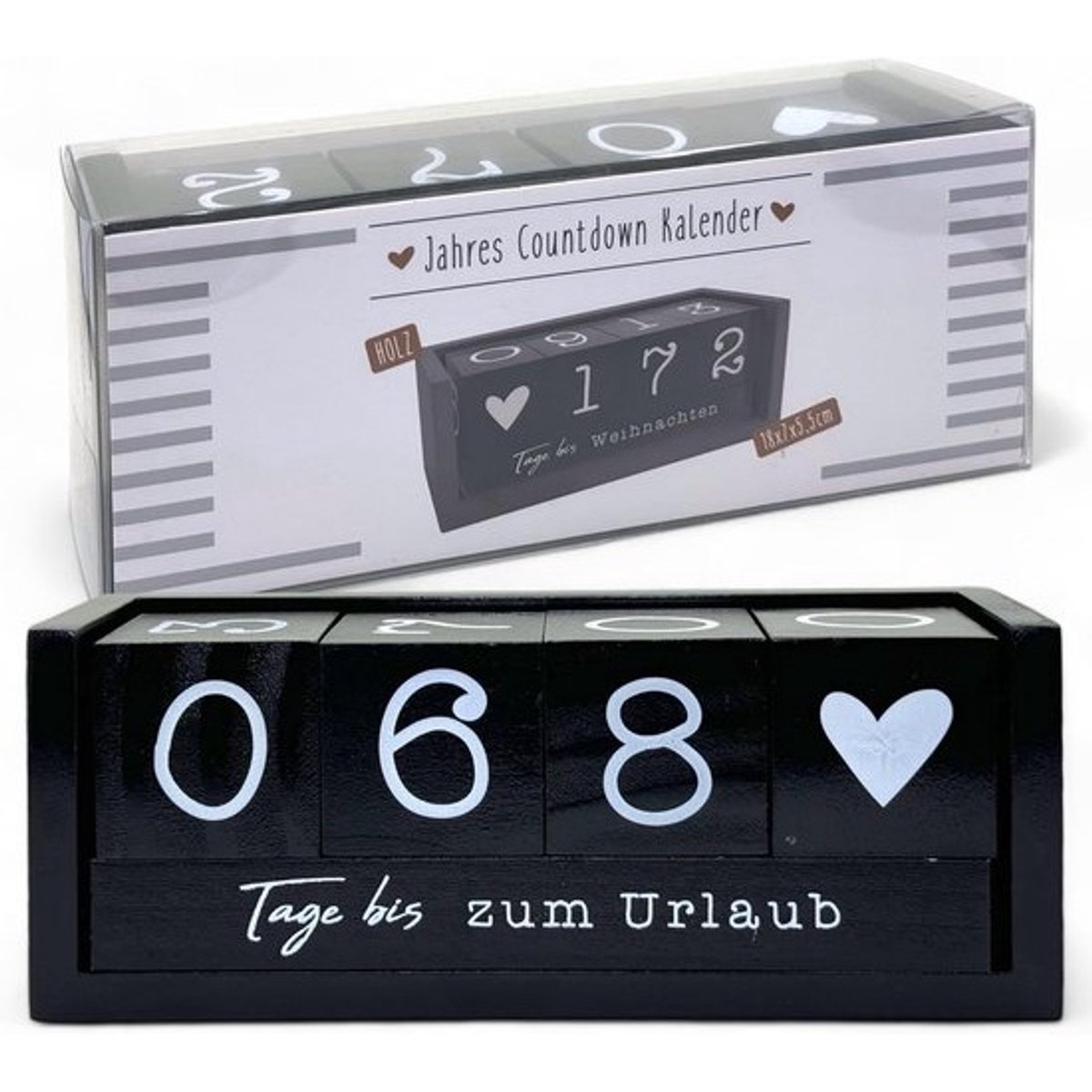 Jaren-countdownkalender van hout - Permanente tafelkalender - Met decoratieve kubussen - Aftellen tot 432 dagen - Voor speciale gelegenheden