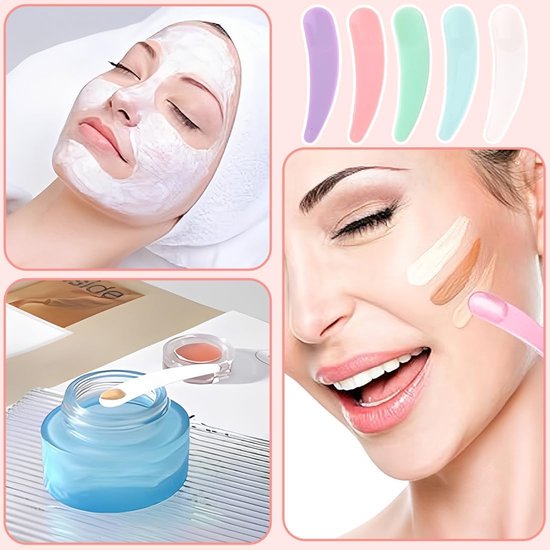 20 Pezzi Spatole Cosmetiche Con Spatola Per Massaggio Viso Kosmetikspatel In Plastica Spatole Multiuso Per Detergente Viso, Maschere, Creme E Lozioni Rosa, Bianco, Viola, Verde, Blu — afbeelding 4