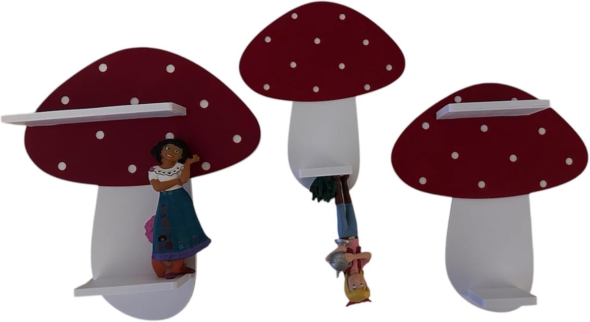 Set van 3 paddenstoelen compatibel met toniefiguren, tonierrek Toniebox Tonie uitbreiding - Uitbreidingsplank - Kinderkamer - Paddenstoel - Bos - Natuur