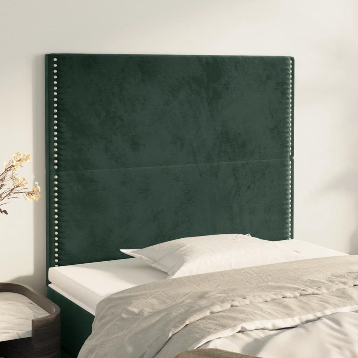 Hoofdbord, 2 stuks, donkergroen, 90 x 5 x 78/88 cm, fluweel, hoofdeinde voor slaapkamer, hotel, hoofdeinde, werkkamer, voor slaapkamer, tweede slaapkamer, hotel