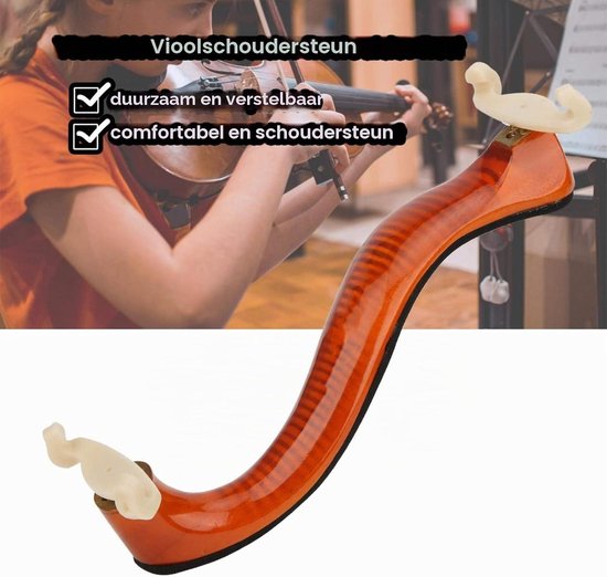 Verstelbare en robuuste houten schoudersteun voor viool 4/4 en 3/4 - Comfort en stabiliteit bij het spelen — afbeelding 4