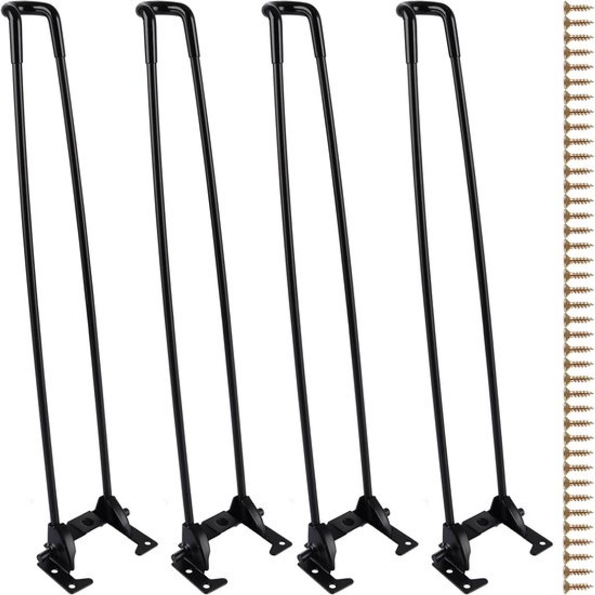 4 inklapbare tafelpoten - Zwart metaal - 42 cm - Ideaal voor salontafels en bureaus