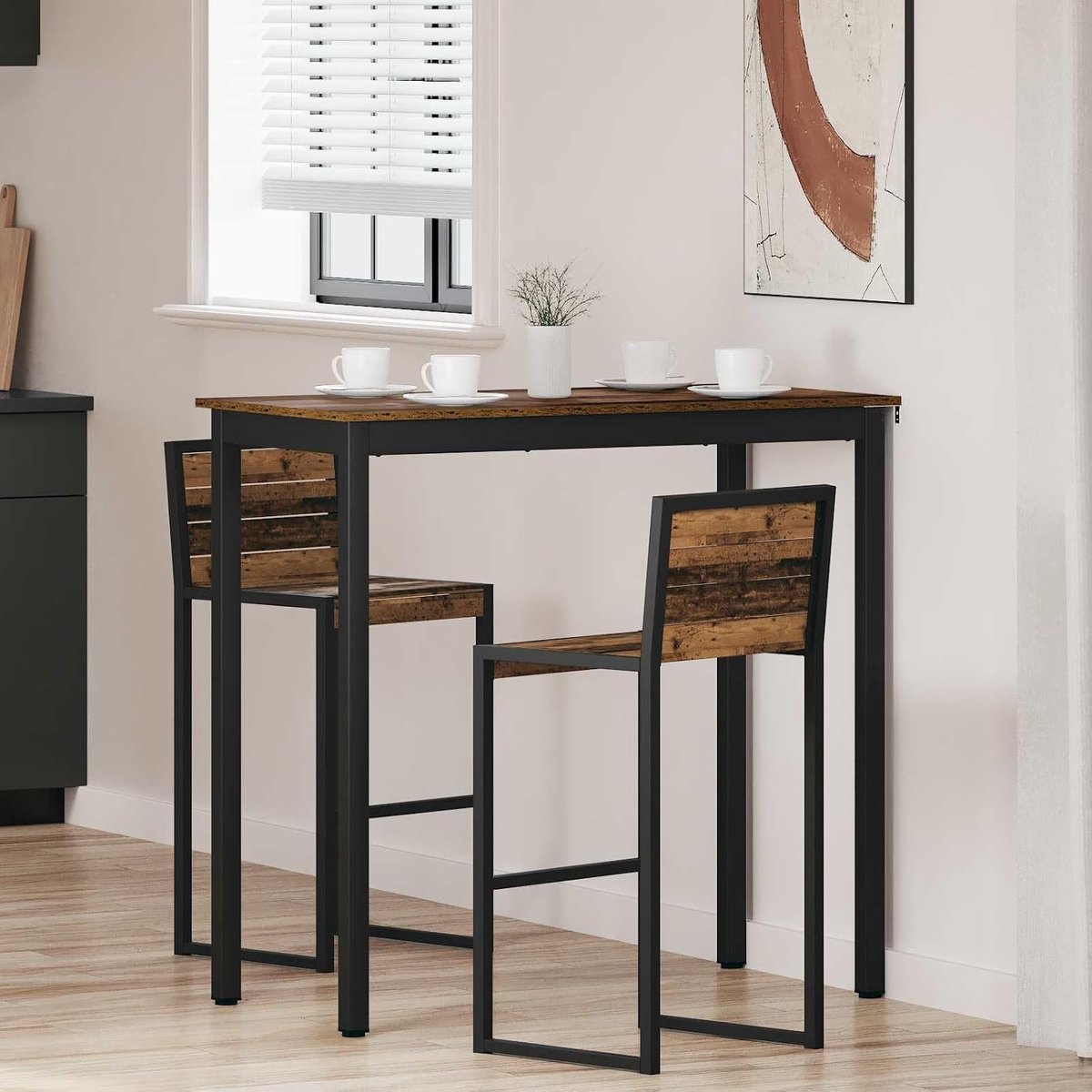 Rechthoekige eettafel houten materiaal keukentafel met stevige metalen poten voor eetkamer en woonkamer rechthoekige vorm modern design