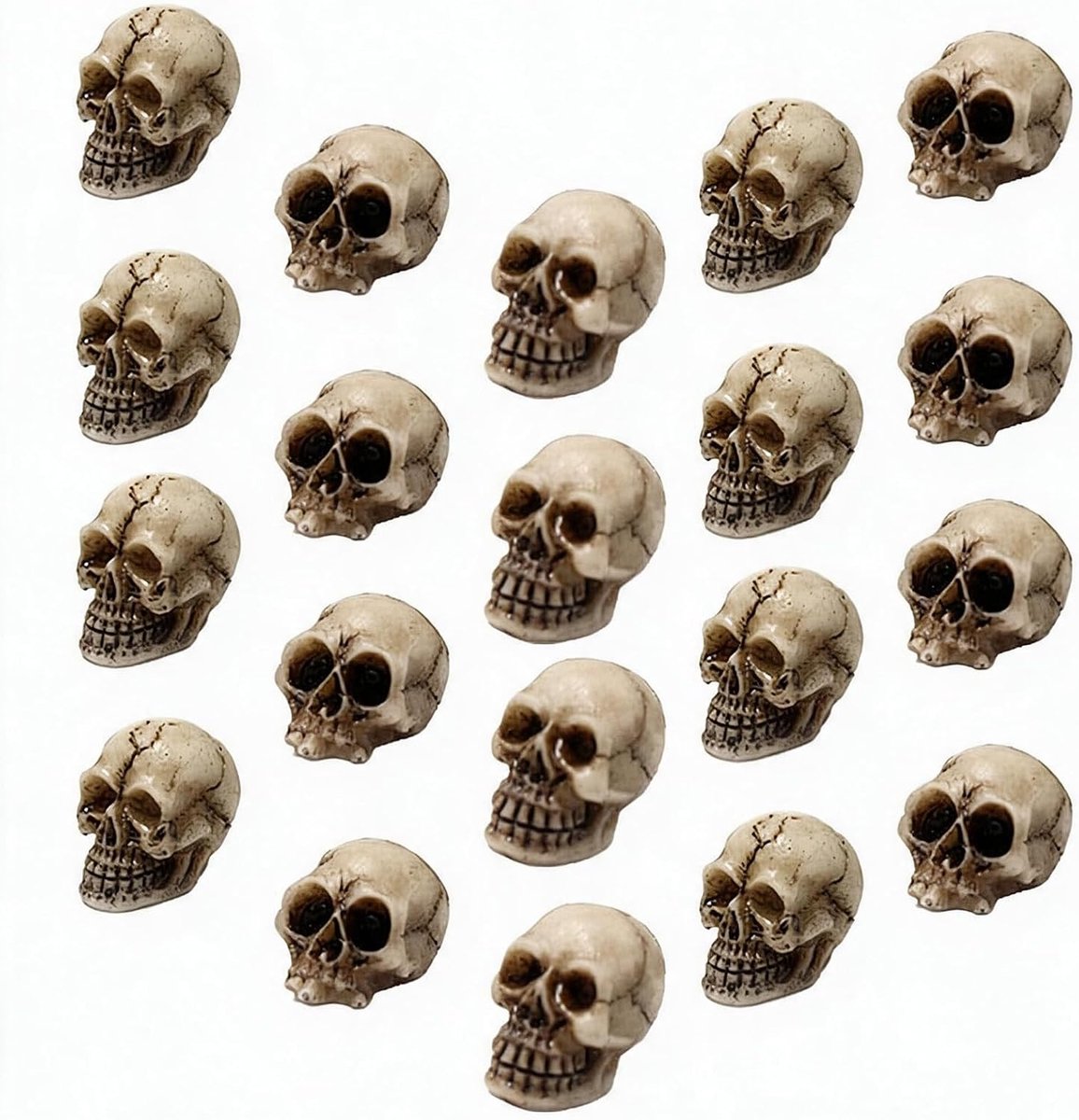 20 stuks Halloween doodskopfiguur, mini-doodskopdecoratie, schedelfiguur, decoratief skeletmodel voor spookhuis, Halloween horrorfeest, decoratie