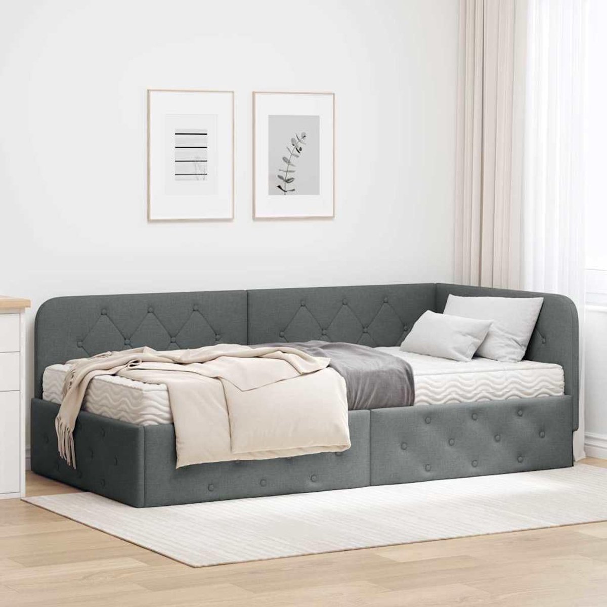 Hoekbed multifunctioneel dagbed Donkergrijs 100 x 200 cm