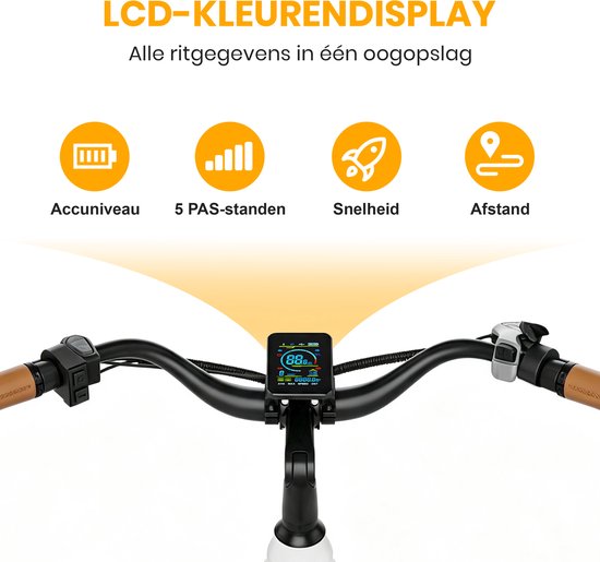 VANKEL Elektrische Fiets 26 Inch – E-bike Dames & Heren – Lage Instap – 648Wh Accu – Tot 120 km Bereik – 250W Achterwielmotor – Shimano 7 Versnellingen — afbeelding 2