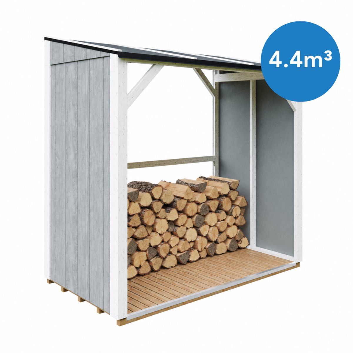 Timbela M984-CAVERN STEEL - LP SmartSide Houtopslag - 2,54 m² - Overkapping voor brandhout met ~4,4 m³ opslagcapaciteit