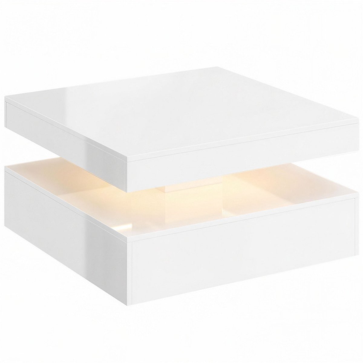 Homona Salontafel met led-verlichting - 7 kleuren - Met opbergruimte - 78 x 78 x 40 cm - Hoogglans wit