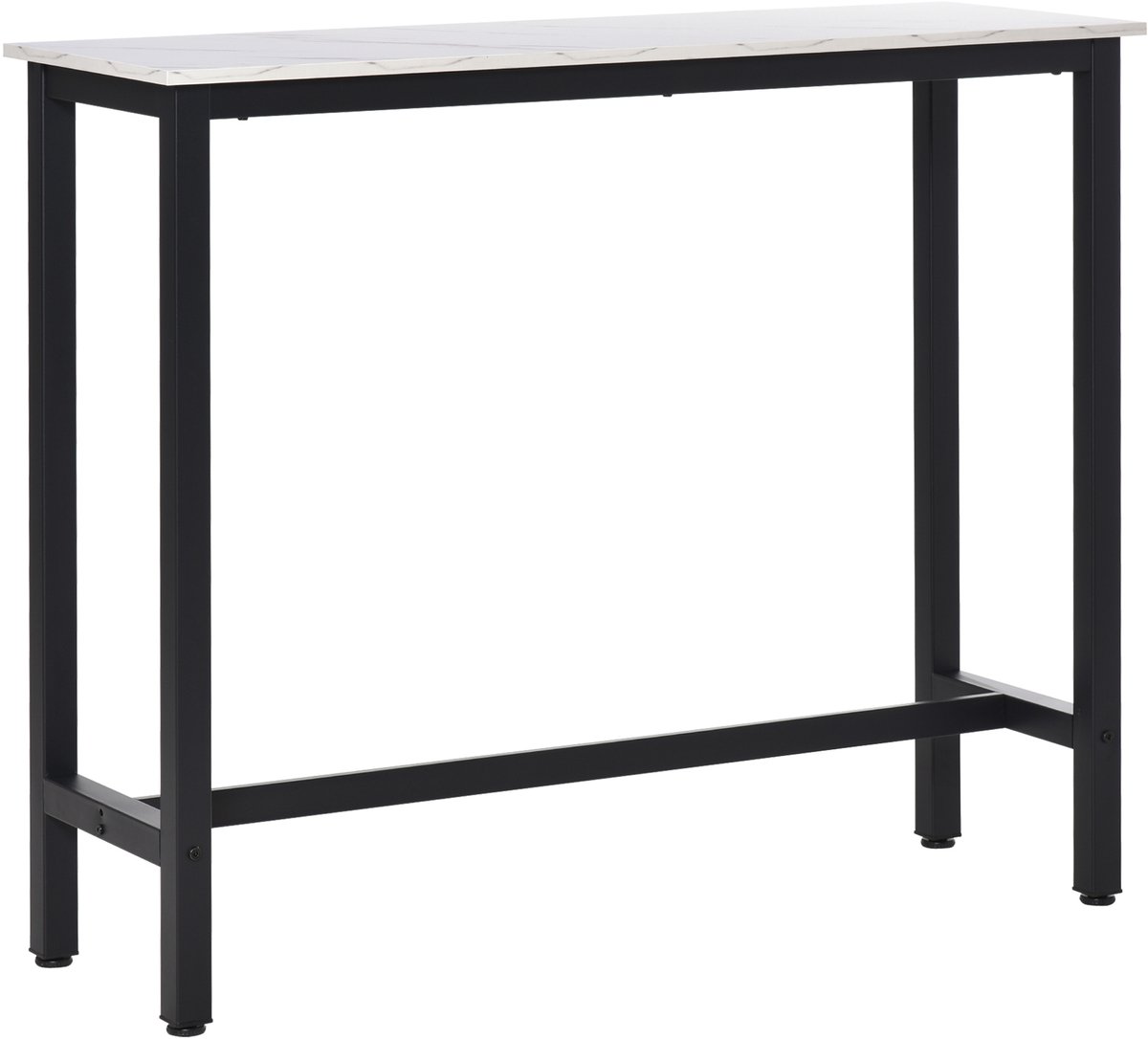 Homona Bartafel - Met marmerlook blad en stalen frame - 120 x 40 x 100 cm - Wit/Zwart