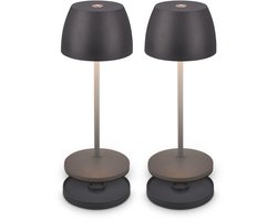 BRILONER Serina Mini - Oplaadbare Tafellamp - met oplaadstation - snoerloze lamp - met touch dimbaar - Ø8 x 20.5cm - antraciet