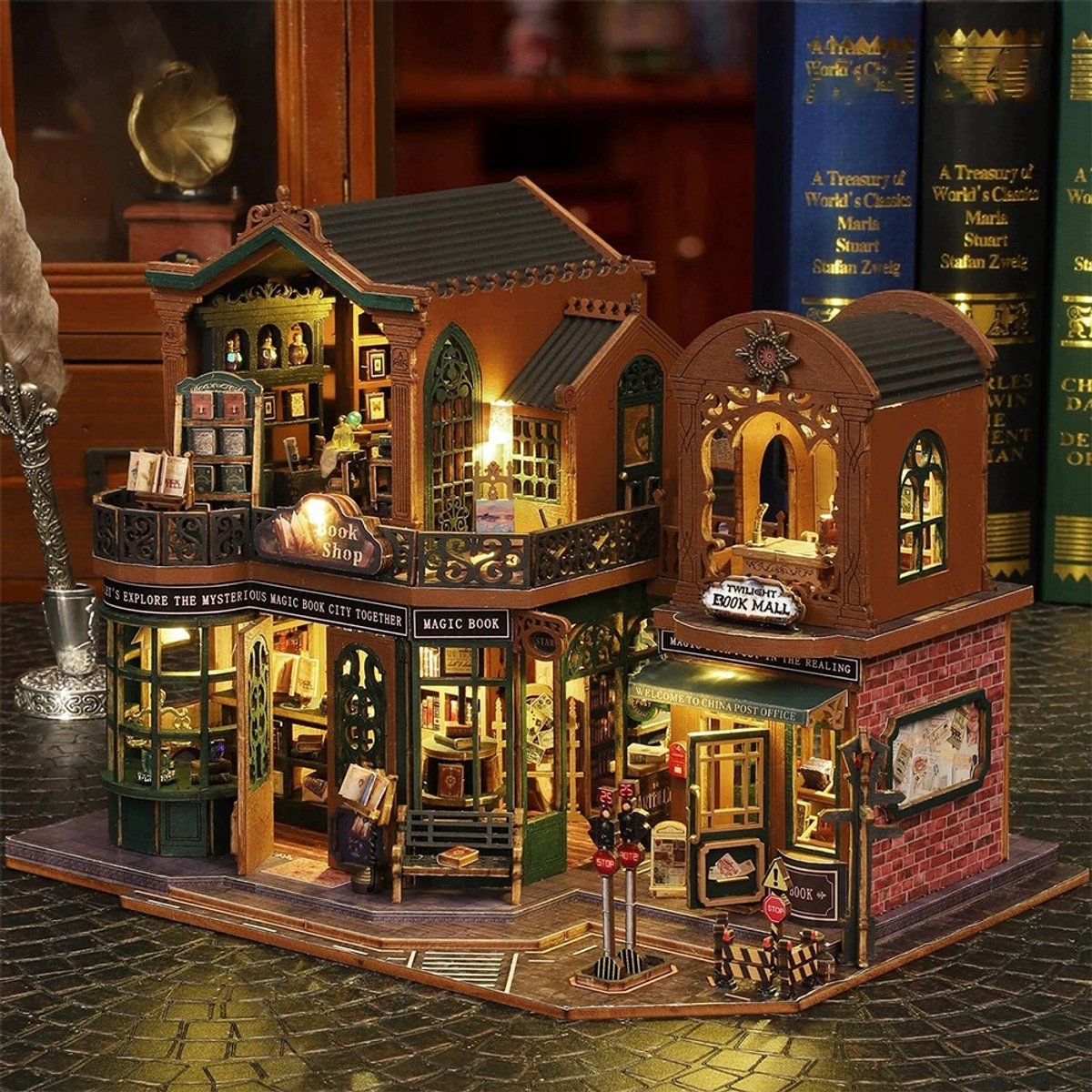 Bouwpakket Retro Boekwinkel 3D Puzzel voor Creatieve Makers