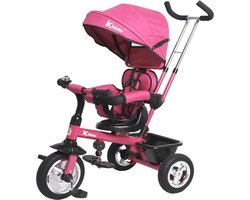 Kiddo Smart 4-in-1 driewieler voor kinderen - met draaibare stoel, achterrem en zonnedak - roze
