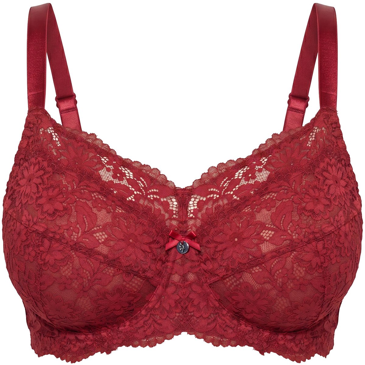 Ulla Popken - Dames - Beugelbeha kant zachte cups - Donkerrood - Maat 110B