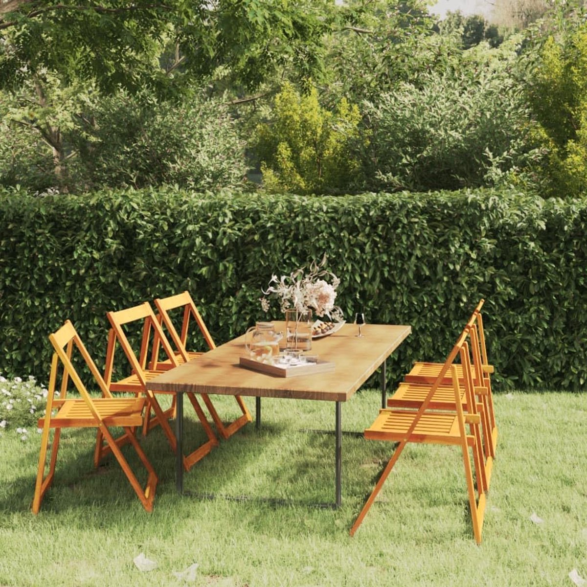 Tuinstoelen, 6 stuks, massief acaciahout, outdoor stoelen, balkonstoelen, terrasstoelen, vrijetijdsstoelen voor tuin, gazon, terras