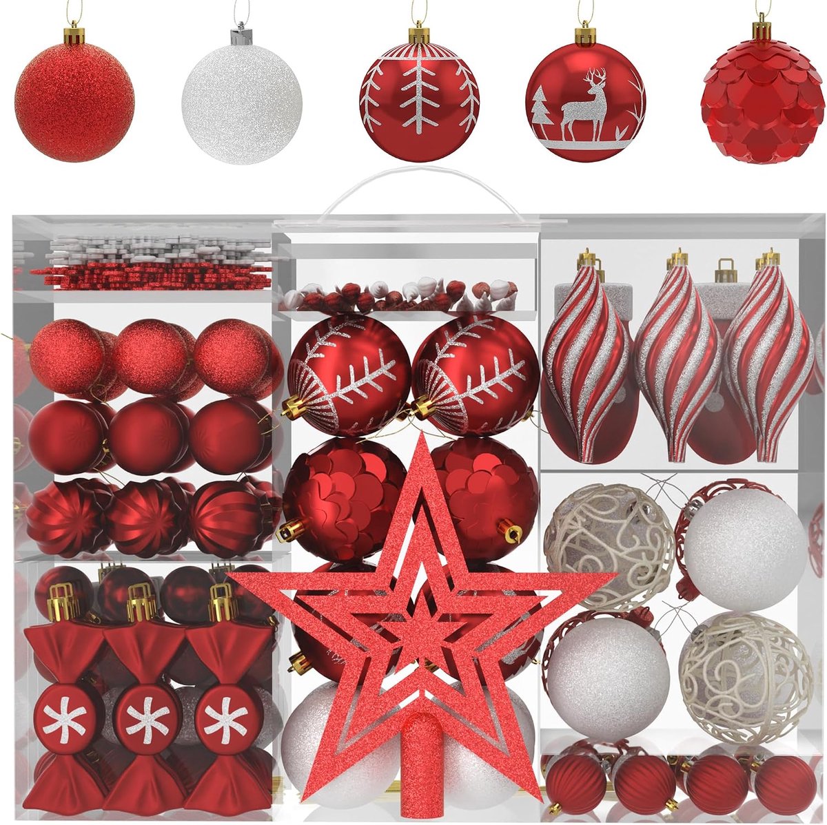 Kerstballen in rode wijn | kerstballen van kunststof voor kerstboomversiering, kerstdecoratie en adventskalender