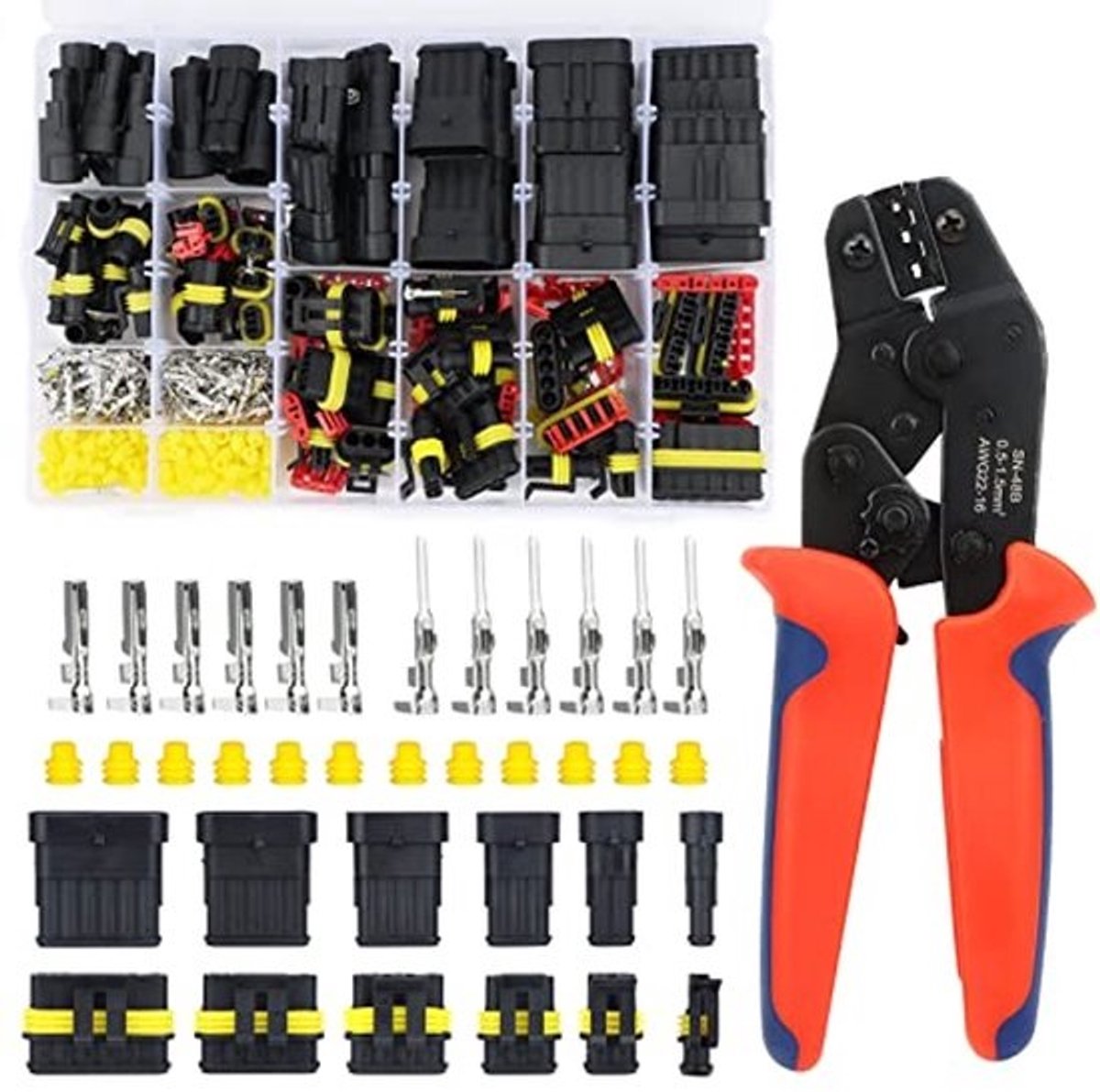 Waterdichte connectorenset - Met krimptang - 709 stuks - Voor auto, motor en caravan