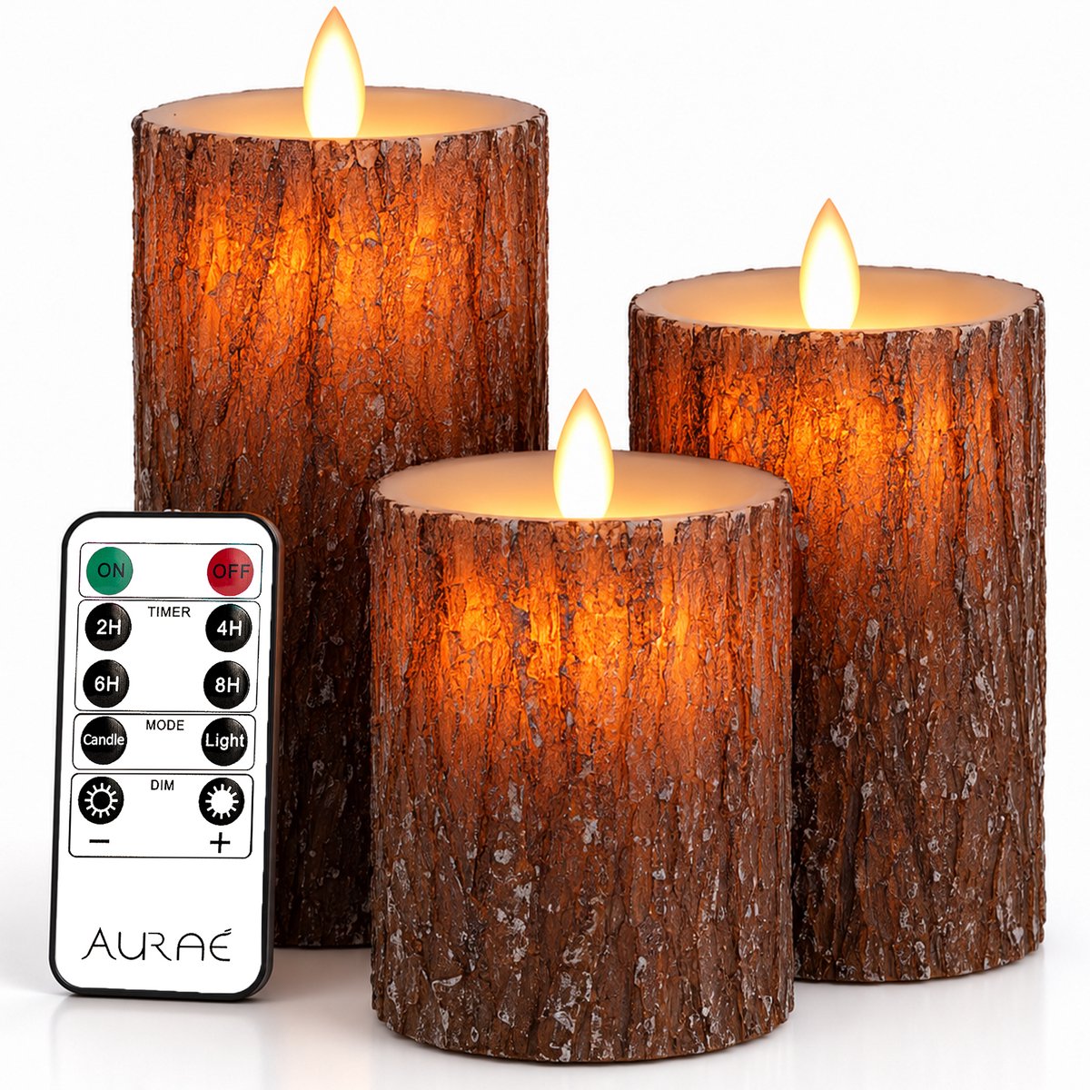 Aurae Led Kaarsen met Bewegende Vlam - 3x - Echte Wax - Afstandsbediening - 250+ branduren - op Batterijen - Flikkerende Vlam - Timer - Kerst Kaarsen
