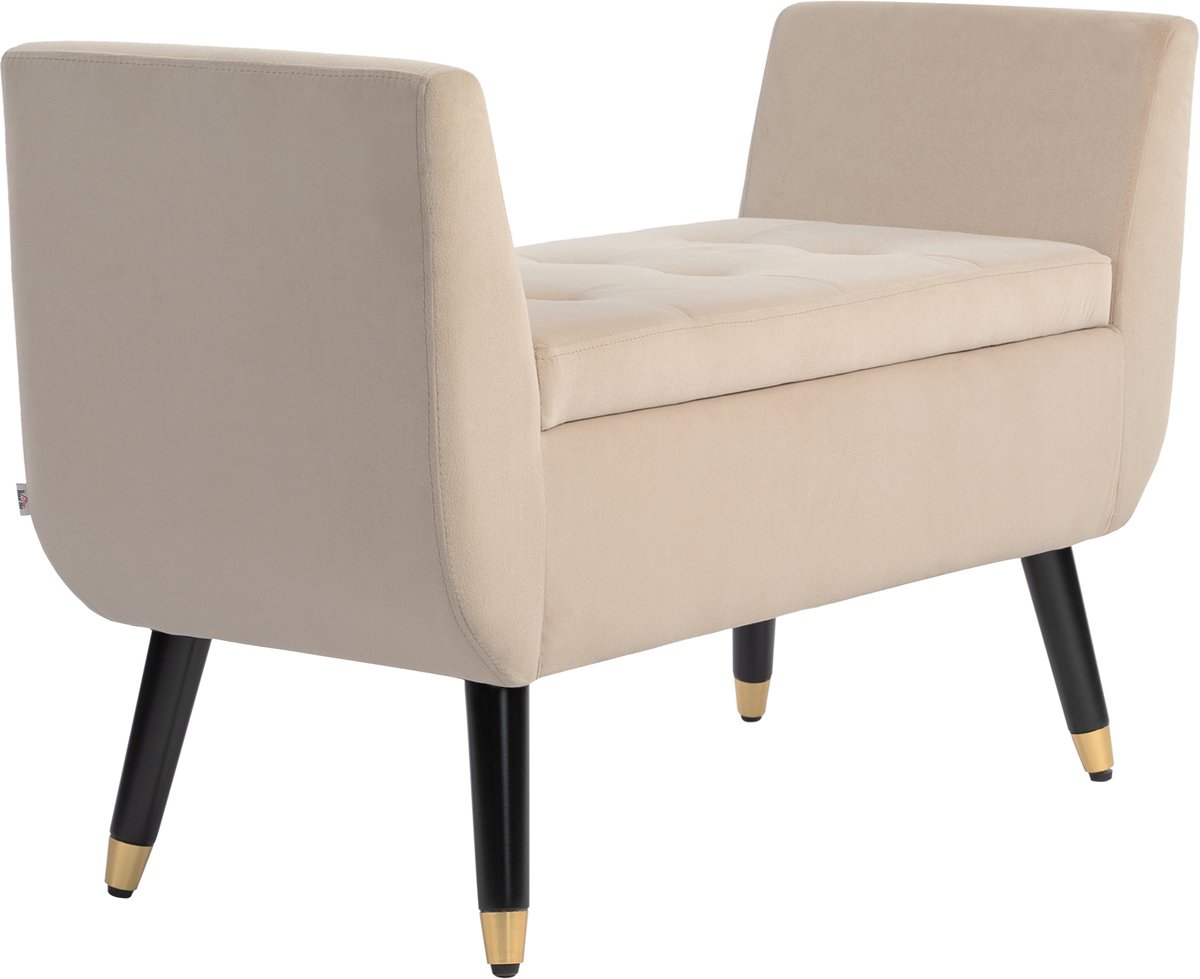 Homona Zitbank met opbergruimte - Met armleuningen en knoopdetails - 107 x 42 x 65 cm - Beige