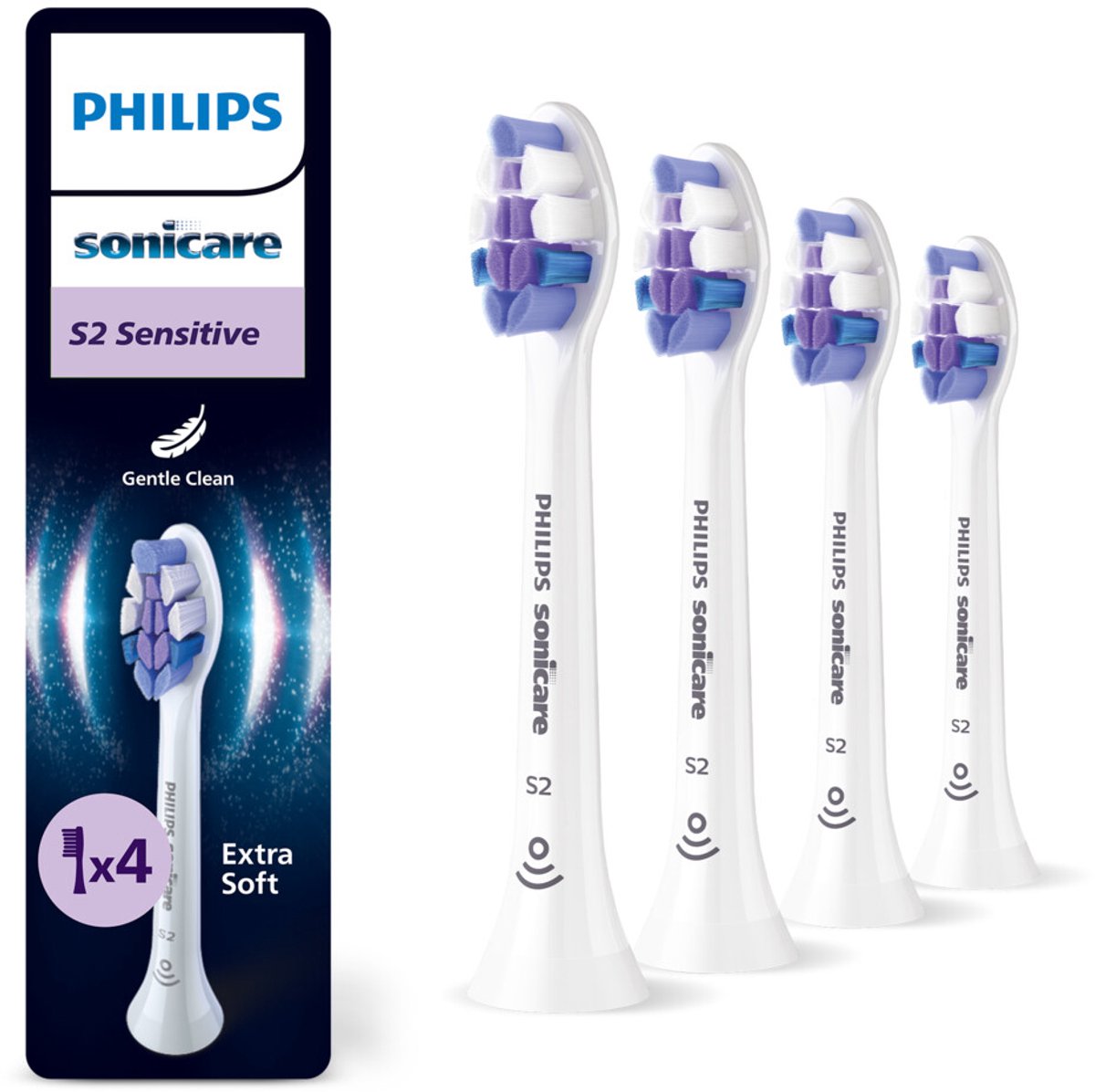 Philips Sonicare - Opzetborstels S2 Sensitive Wit HX6054/87 - 3 x 4 stuks - Voordeelverpakking