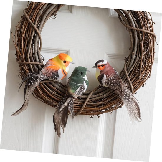 10 Stuks Realistische met Clip Decoratieve Nepbird Ornamenten met Echte Veren Veelzijdige Kunstvogel Decoratie voor Tuin Kerstboom Feest Ambachtelijke Projecten — afbeelding 5