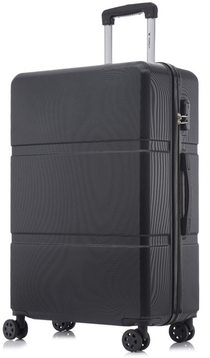 YONSLY Handbagage Koffer - 76 x 49 x 29 cm - 98 L - Cijferslot - 360° Draaibare Wielen - Grote Trolley - Zwart