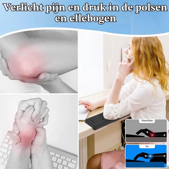 Ergonomische L-vormige polssteunen van traagschuim - 2 stuks, antislip, voor comfortabel typen en ondersteuning tijdens het werken — afbeelding 5
