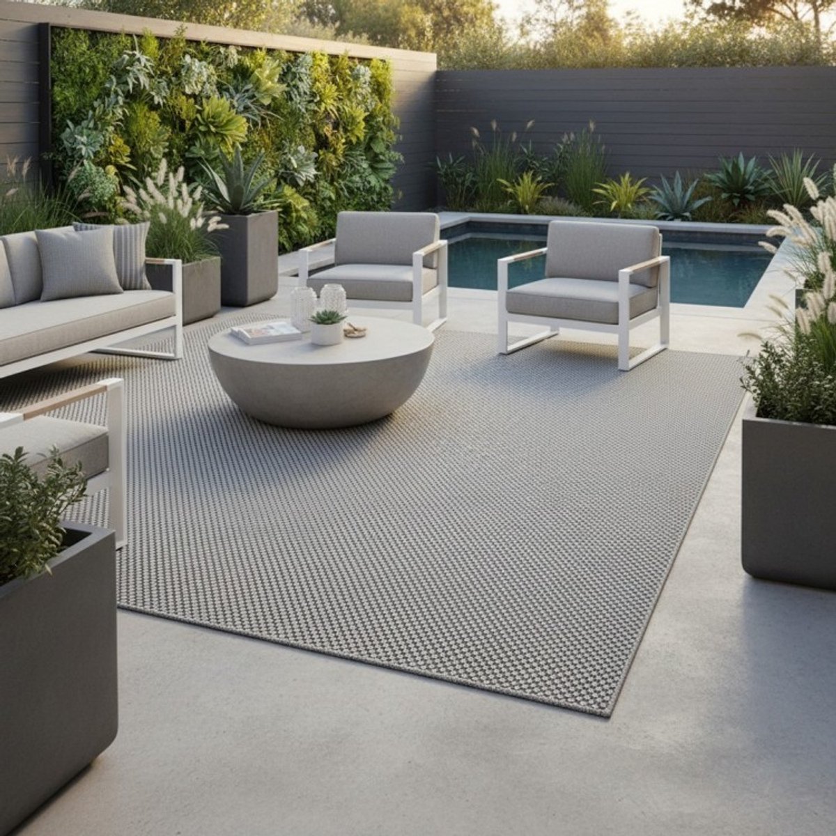 TapisTrend Designer tapijt Grijs 160x220 cm Modern, effen vloerkleed met sisal-look voor binnen- en buitengebruik, geschikt voor de woonkamer, het terras, het balkon