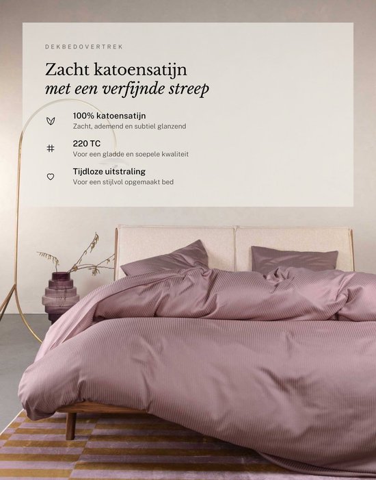 Essenza Essential Satin Dekbedovertrek Katoensatijn Woodrose - Lits-Jumeaux - 240x200/220 cm — afbeelding 4