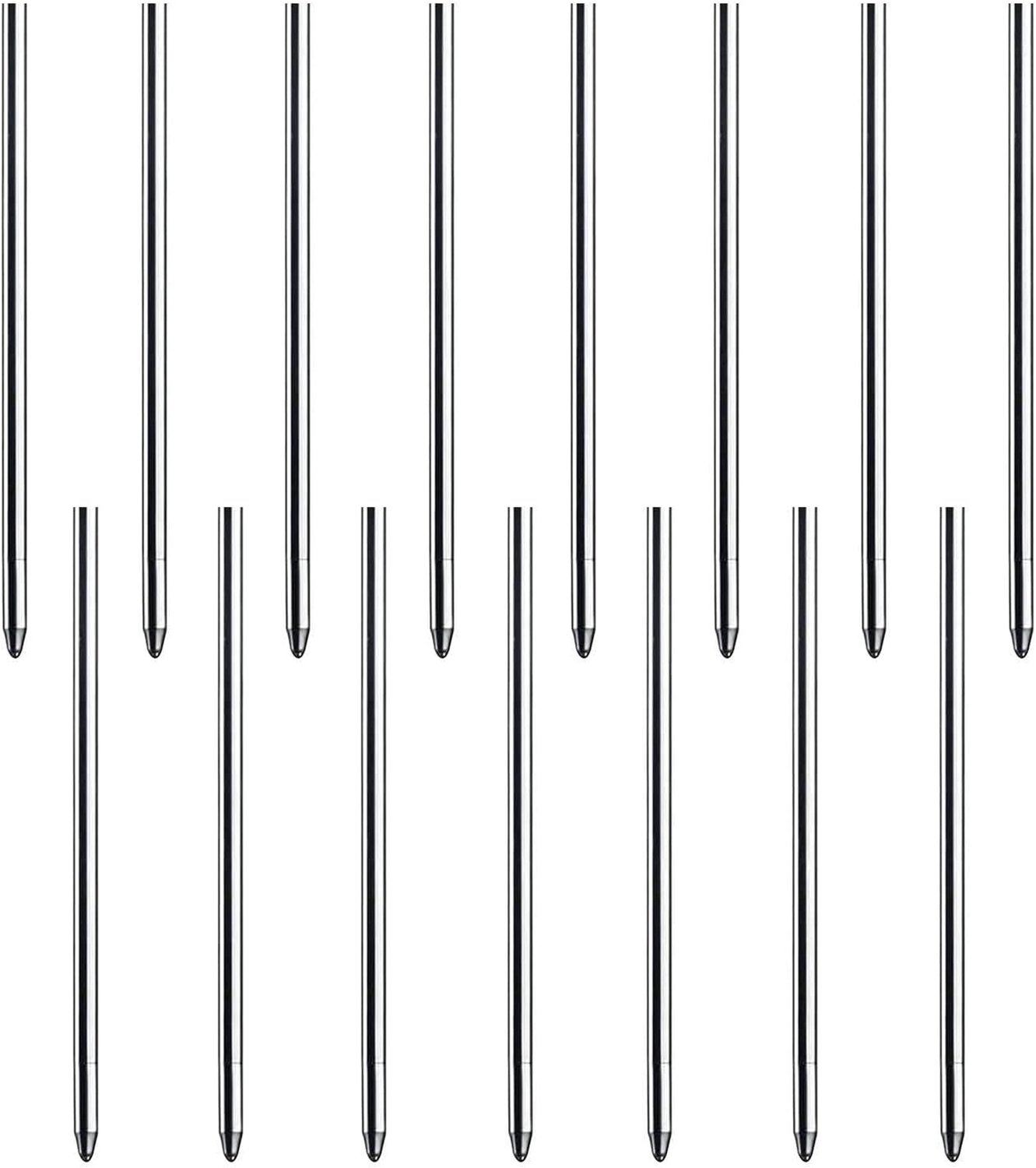 Set of 15 Black Metal Refills, Ballpoint Pen Spare Refills, Ballpoint Pen Accessories, Leather and Office Supplies - ShopVlot