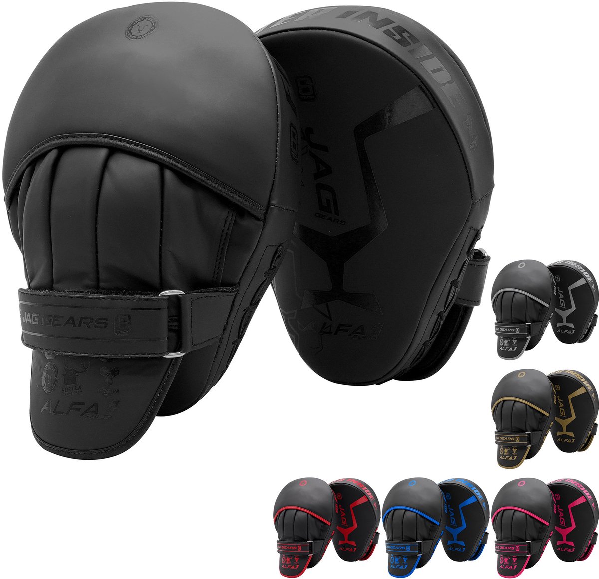 JAG Gears - ALFA-serie - Handschoenen - Pads - Bokspads - Focus Pads - Matzwart - Set