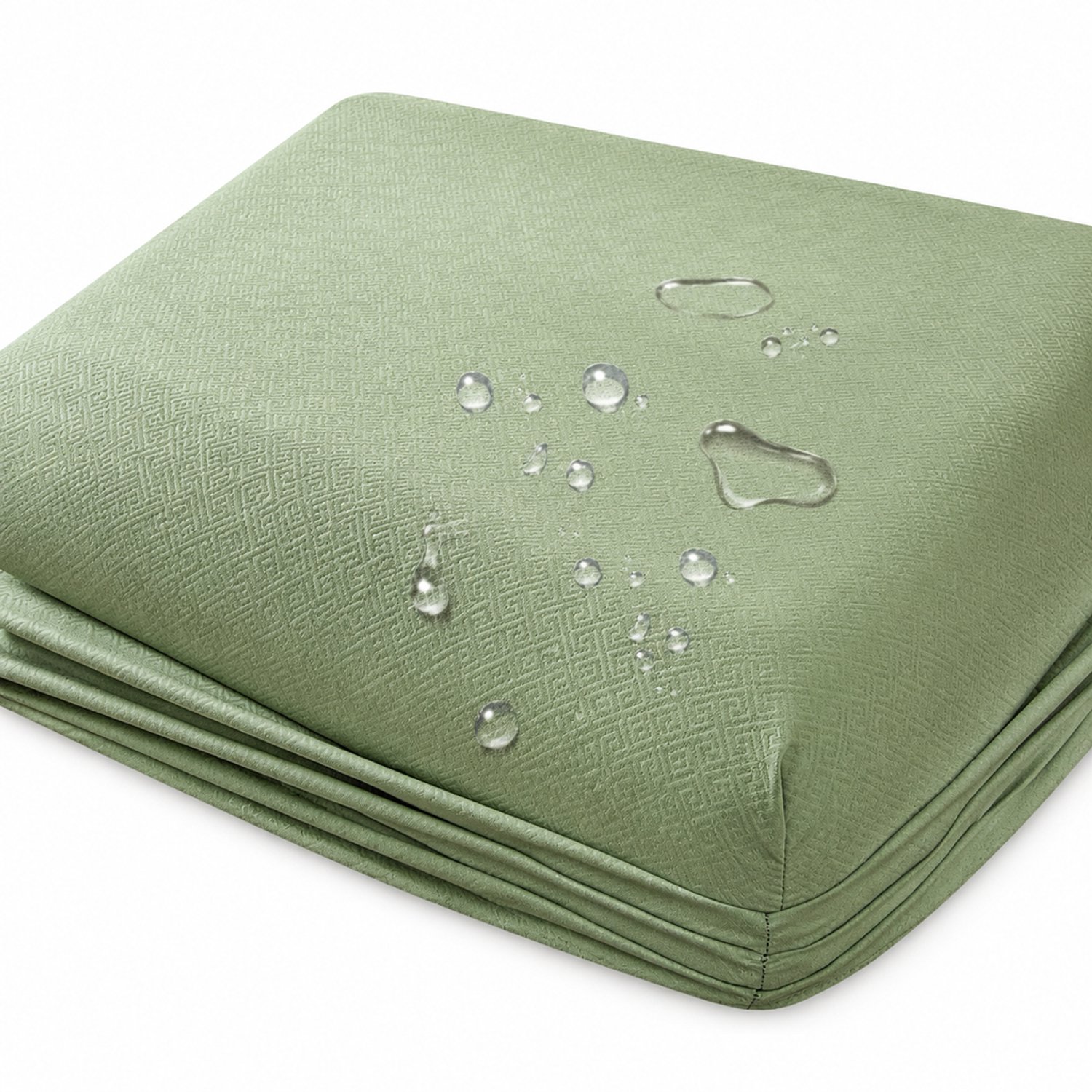 SWGOTA Waterdicht hoeslaken 150 x 200 cm met 2 kussenslopen, matchagroen, geborstelde stof, 3-delige set