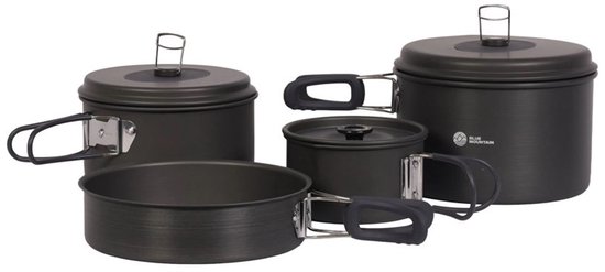 Campguru Pannenset Geanodiseerd XL - 4-delig - Kookset - Lichtgewicht - Compact - Stapelbaar - Ruime Koekenpan — afbeelding 2