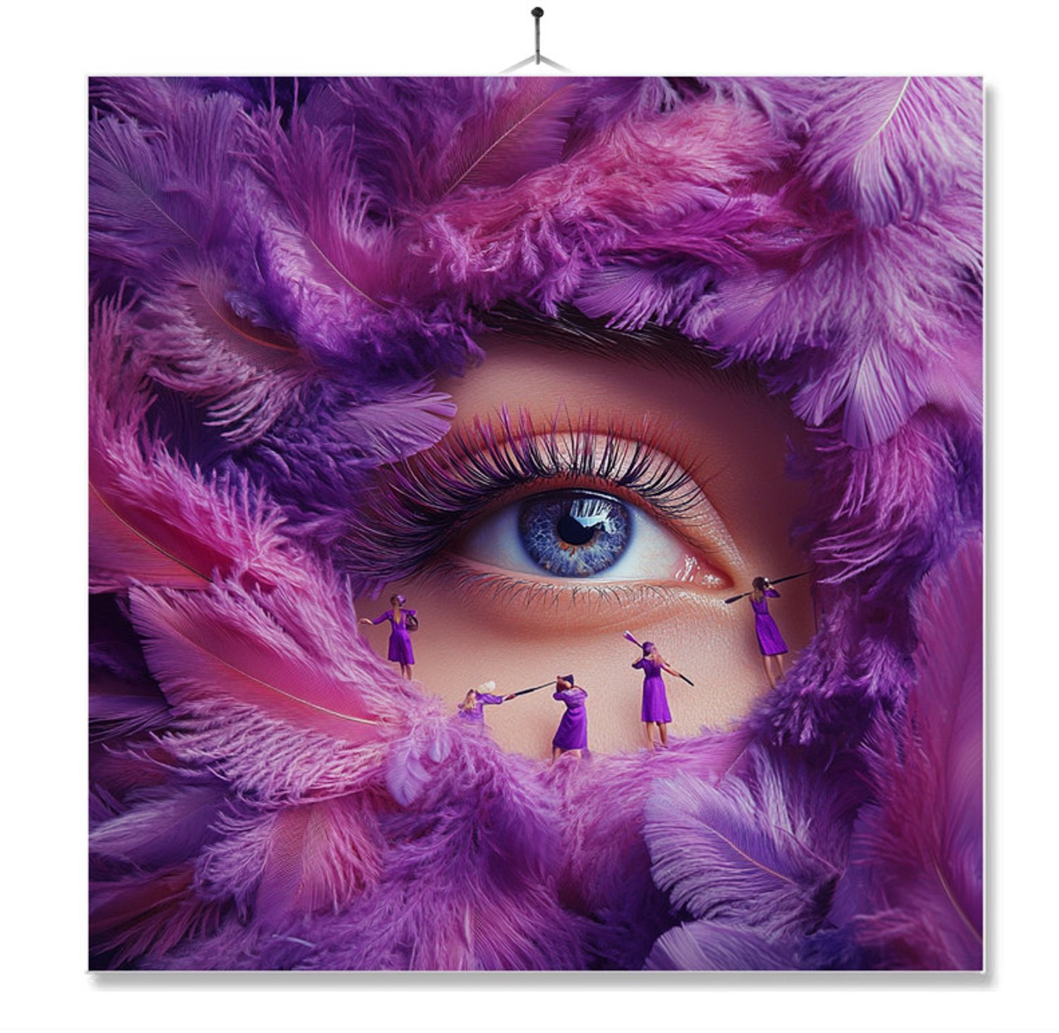 MC Living Tegel Met Opdruk | Oog Art | Inclusief Geschenkdoos | Standaard | Ophangsysteem Multi-Color