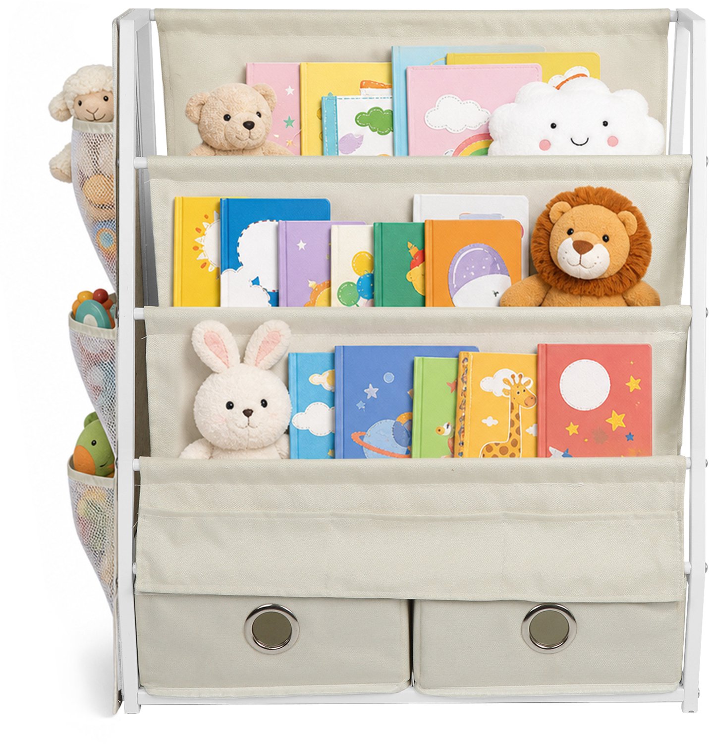 PIPIPOXER Boekenkast Kind - Kinderboekenkast - 62 × 30 × 72 cm - Boekenrek Kind Staand - Wit