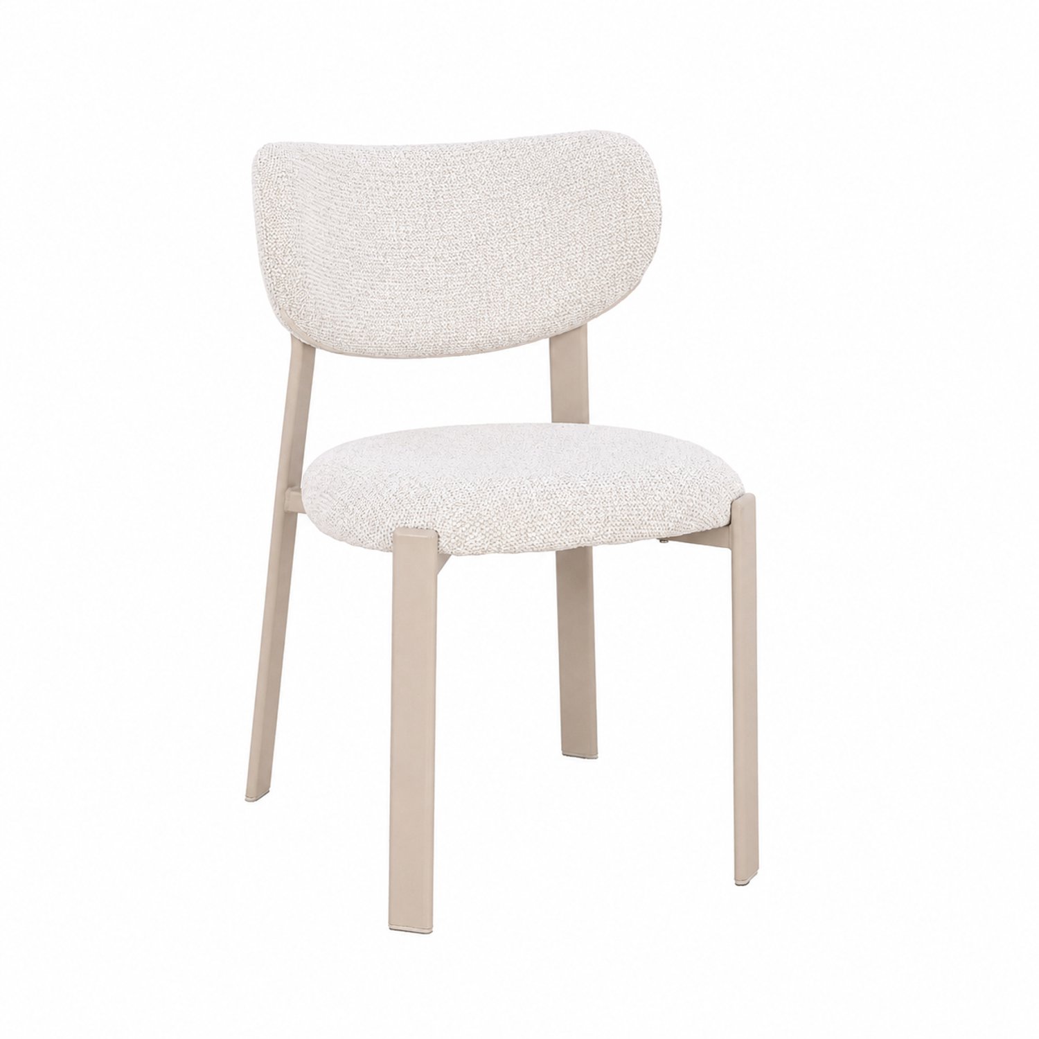Goossens Eetkamerstoel Linde - Beige - Stof - Zonder Armleuning stof gemeleerd grof geweven beige