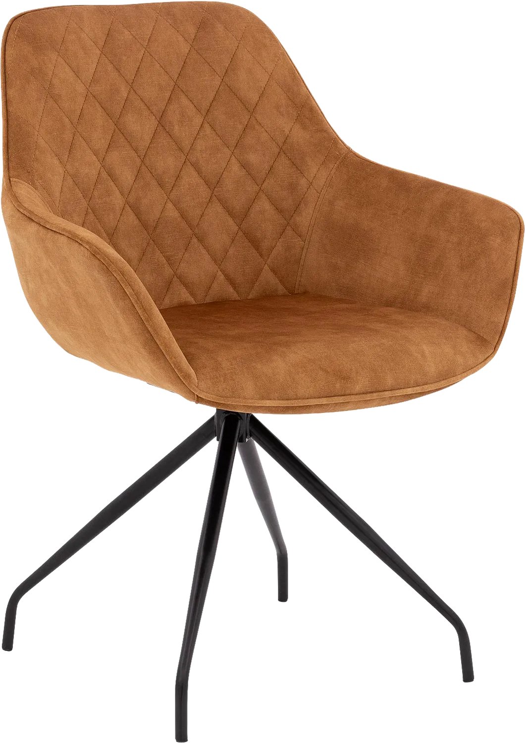 Goossens Eetkamerstoel Ebi - Geel - Stof - Met Armleuning - Draaibaar velvet gold
