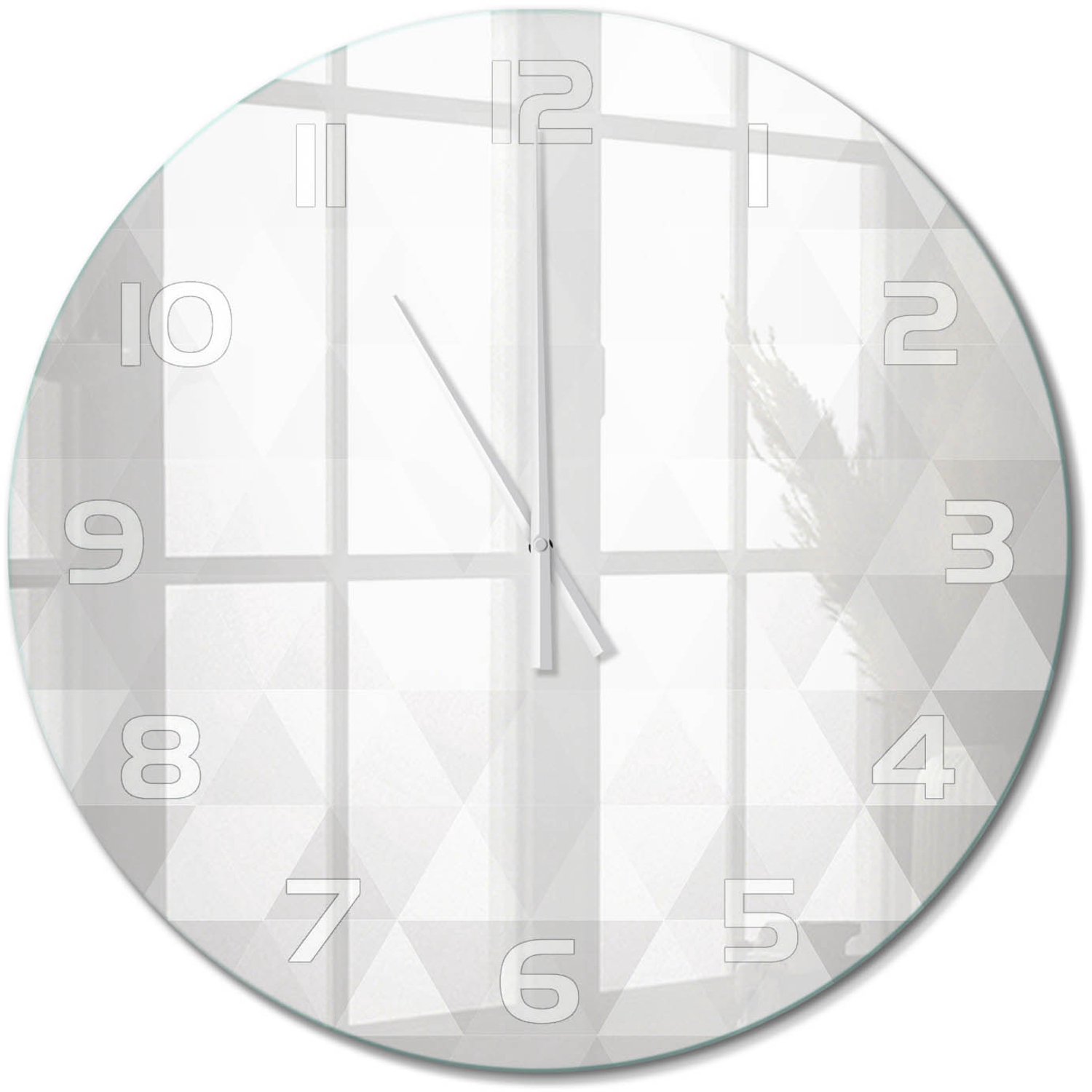 TULUP Wandklok - Abstracte achtergrond Glazen Klok Met Print - fi60 cm - Grijs Wandklok Glas Met Motief - Witte handen - Ronde Klok - Wandklok Glas Decoratie - Gekleurde Glazen Klok