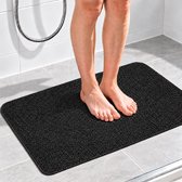 Antislipmat Douche Zacht & Waterdoorlatend - Douchemat Antislip Zwart - 70 x 40 cm - Incl. spons