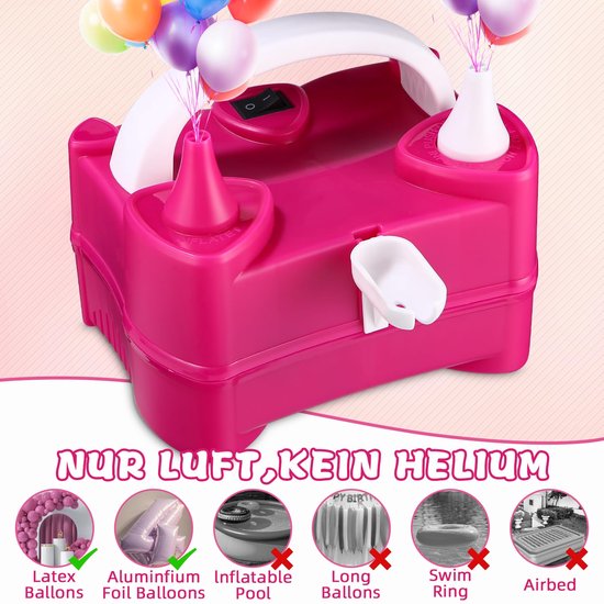Elektrische balloninflator, 400W elektrische pomp voor ballonnen, elektrische luchtballonpomp met dubbel mondstuk, draagbaar, 2 werkmodi, multifunctioneel voor decoratiefeesten, verjaardagen — afbeelding 2