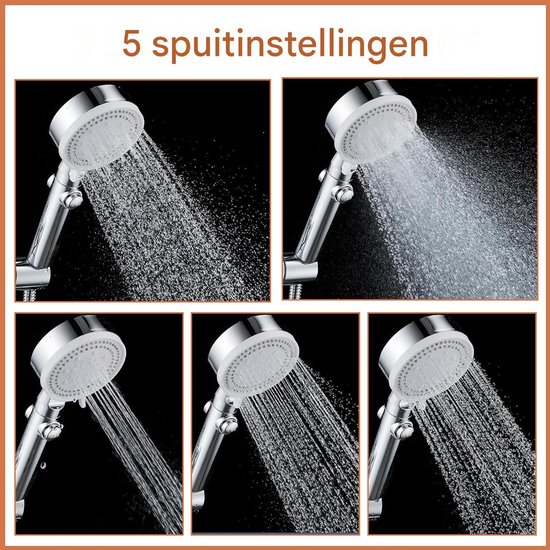 Douchekolom, douchekop met slang, doucheset met thermostaatkraan, RVS, badkamerset meubels, Verstelbare Douchekolom, Handdouche & Mengkraan, Complete Badkamerset
