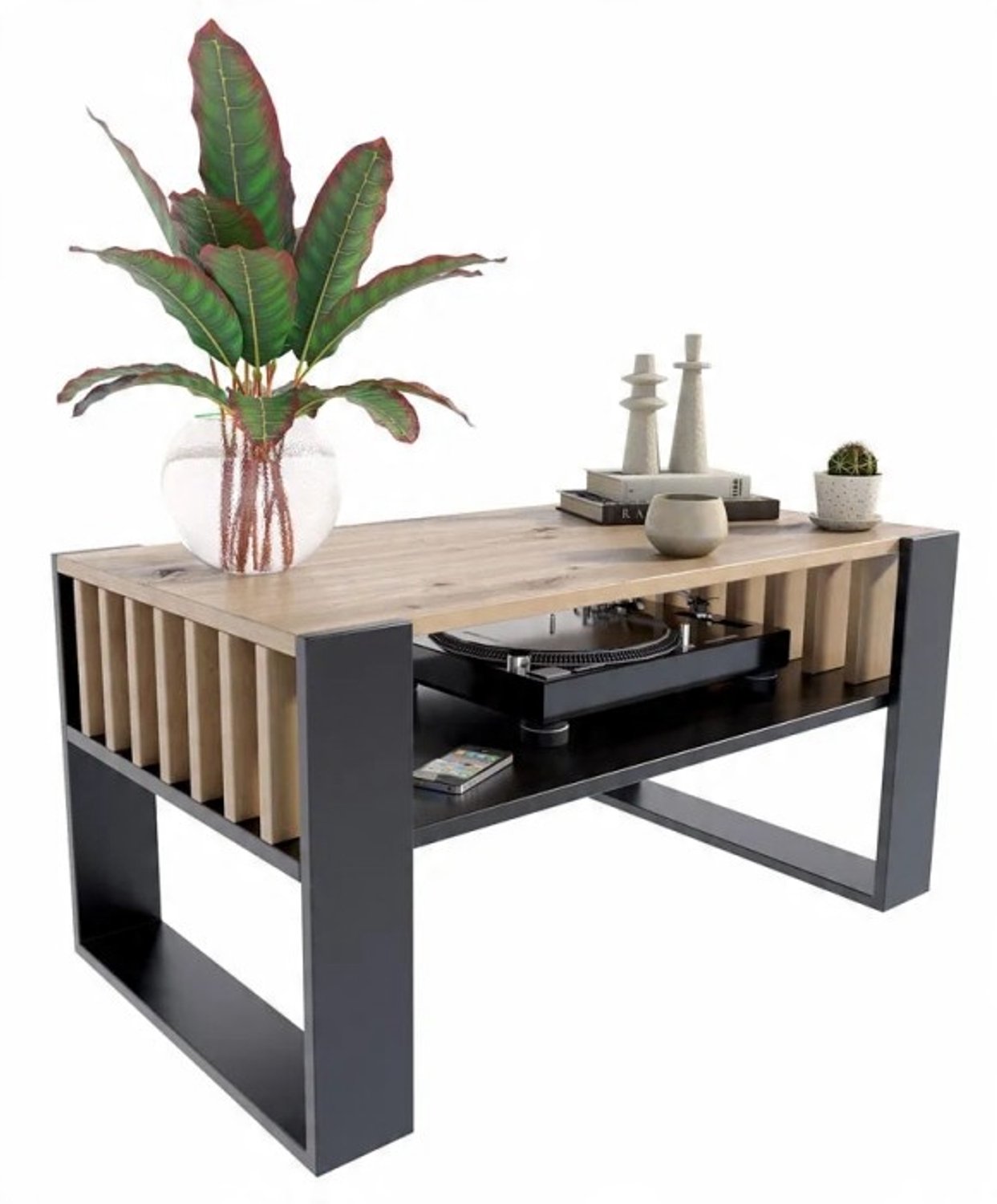 Per La Vita IGA - Salontafel - Artisan eiken/zwart - 100 x 53,6 cm - Met opbergplank