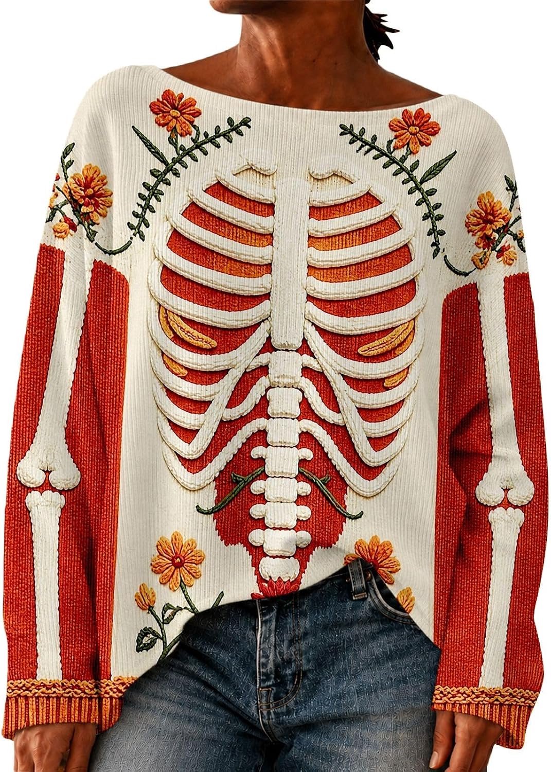 Trui met skeletprint