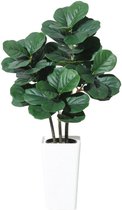 Kunstmatige Fiddle Leaf Fig Boom 120 cm – Zijden Bladeren & Meerstammig Ontwerp – Witte Hoge Pot – LevensEcht Groen voor Woonkamer, Slaapkamer & Kantoor