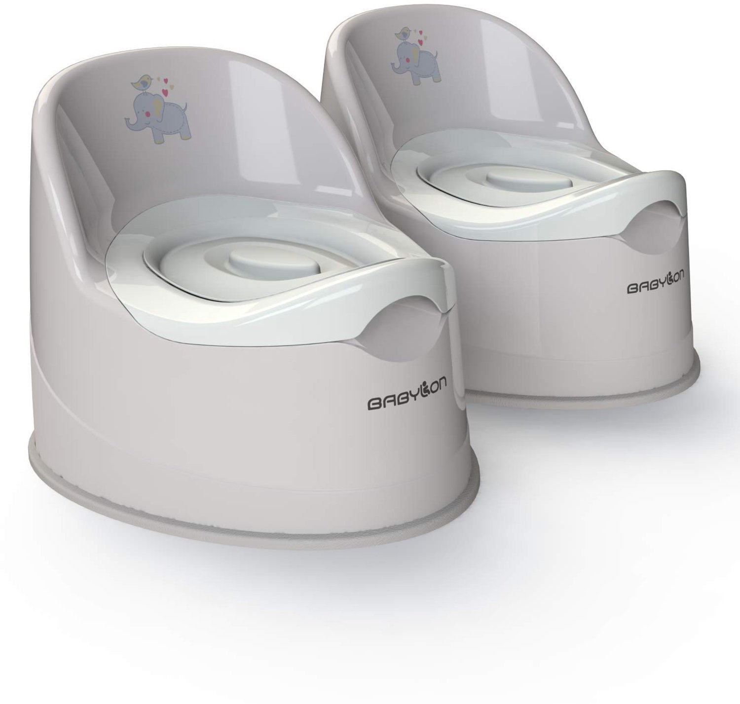 Gigantische Baby Potty met Deksel + Kom, 2-Pack, Grijs