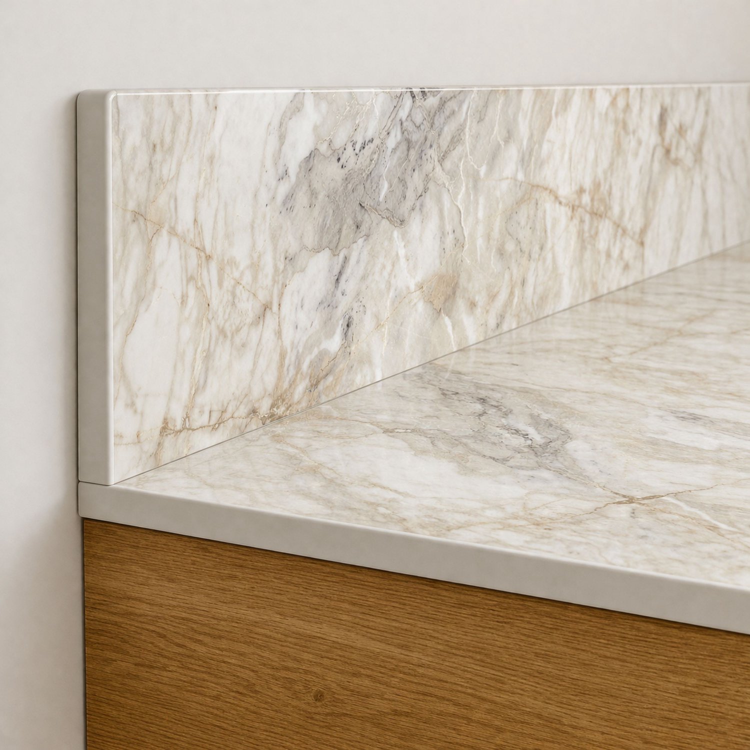 KOLM - HPL-wastafelblad - 51 x 46,5 cm - Breccia Vivaldo - Met spatwand van 18 cm