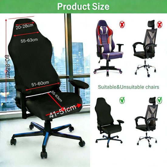 Set van 4 Gaming Stoelhoezen voor Computerstoelen — afbeelding 2